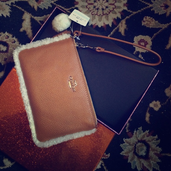 Tan Coach clutch/wristlet