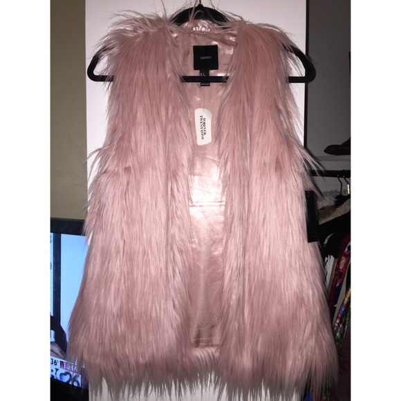 blush pink forever 21 fur vest