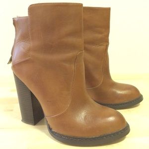 HOT! Cognac Leather Chinese Laundry Ankle Boots