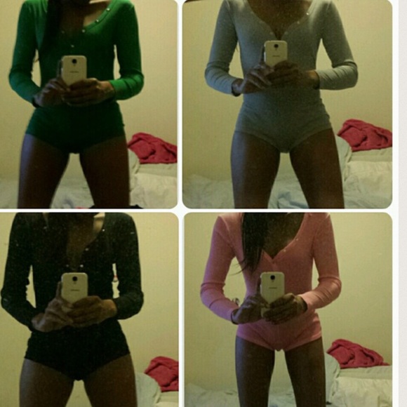 Last 1* Black Long Sleeve Rib Shorts Pajama Romper - Picture 4 of 4