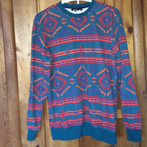 F21 Men bright tribal sweatshirt
