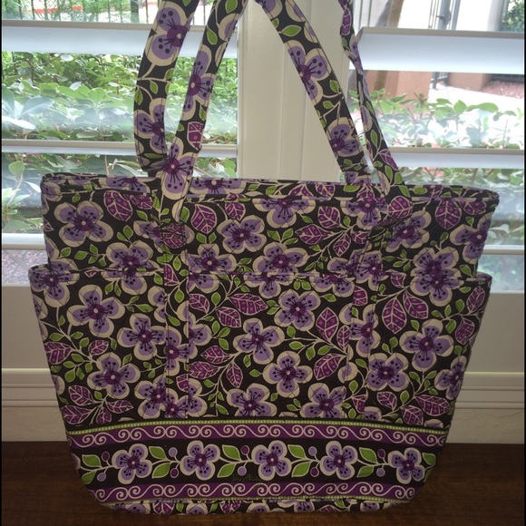Large Vera Bradley Tote in Plum Petals