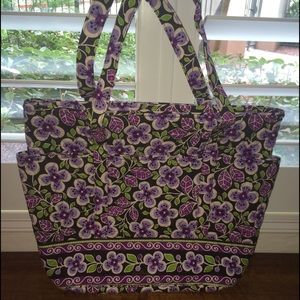 Large Vera Bradley Tote in Plum Petals