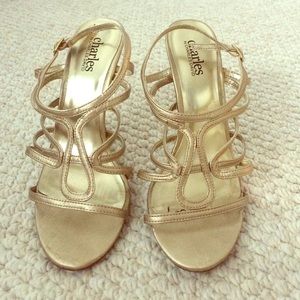 Gold strappy heels