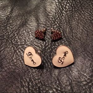 two pairs of heart earrings
