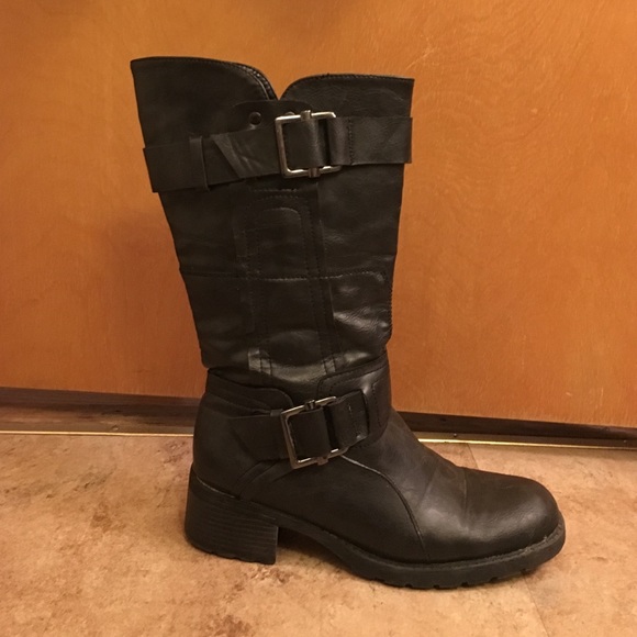 Black leather boots