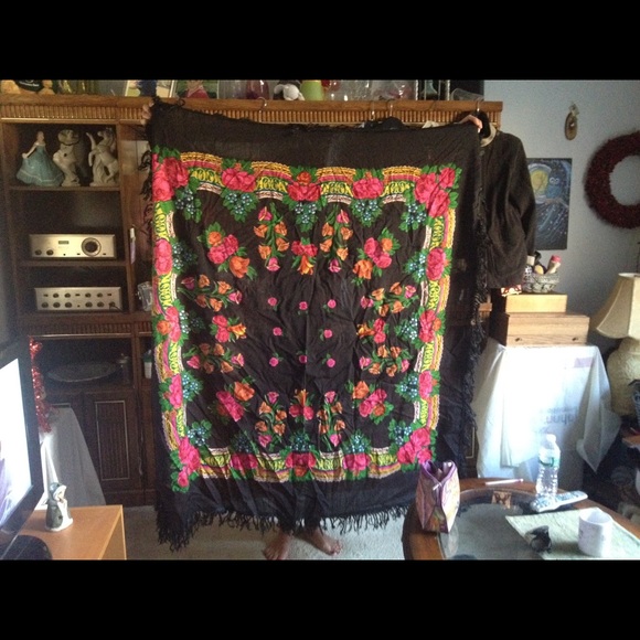 Vintage Middle Eastern Scarf/ Shawl/ Wrap - Picture 3 of 4