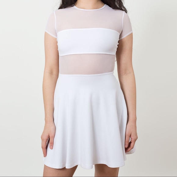 AA white mesh skater dress