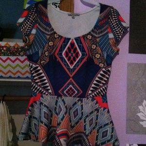 neon printed peplum top