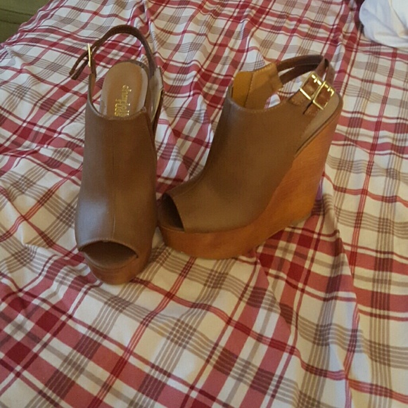 Charlotte Russe Shoes - Brown High Wedge Heels