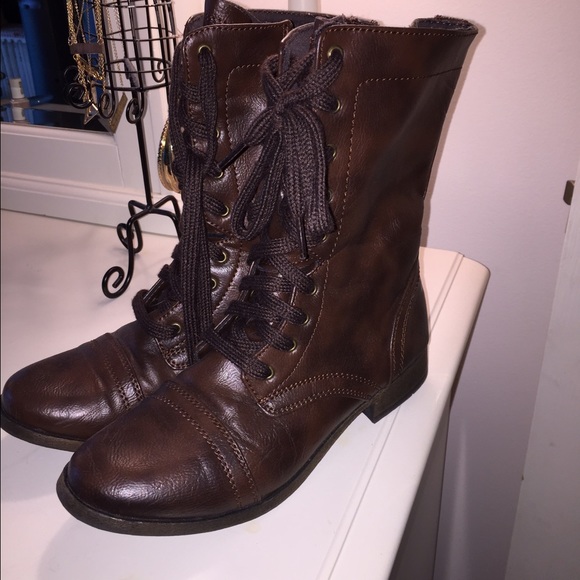 Dark brown combat boots