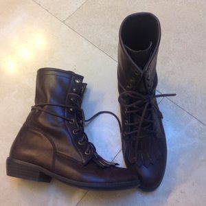 Brown leather boots