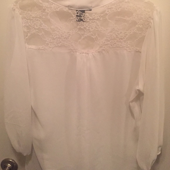 Off white sheer button up shirt - Picture 2 of 2