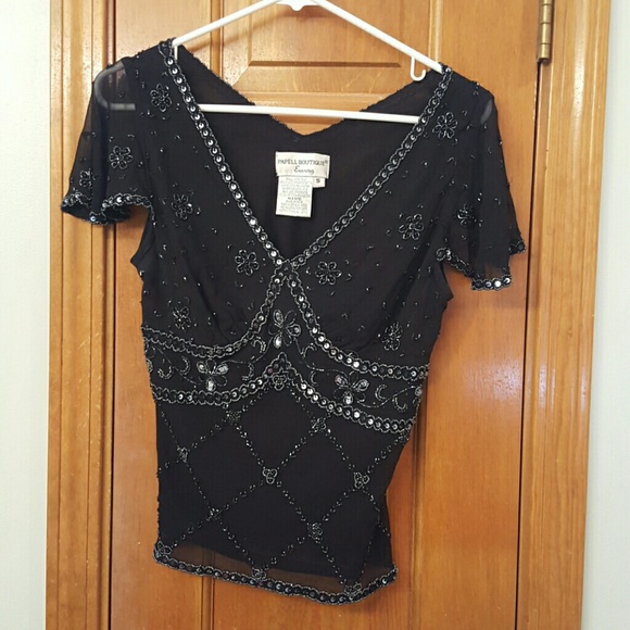 Cocktail blouse with beading and sequins