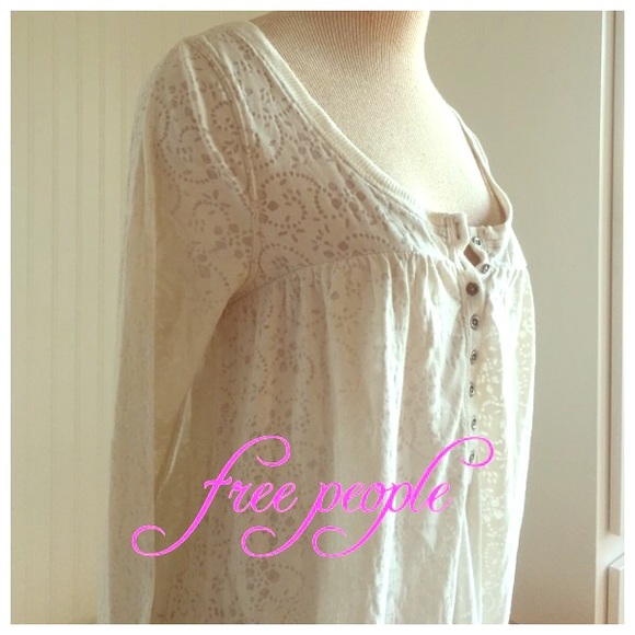 FREE PEOPLE - ivory Devore floral pattern like new - Picture 1 of 4