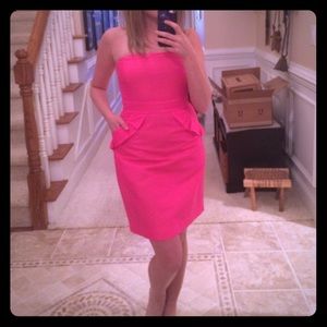 J. Crew hot pink strapless dress