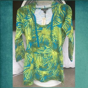 Tommy Bahama Tropical 3/4 Sleeve Hooded Shirt NWT!