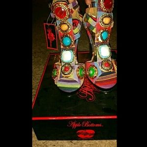 Multi colored jeweled platform heel