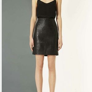 Snake print "leather" pencil skirt