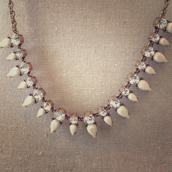 J. Crew white and crystal statement necklace