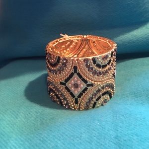 Mosaic jeweled cuff bracelet