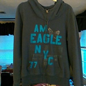 American Eagle Outfitters zip up hoodie gray