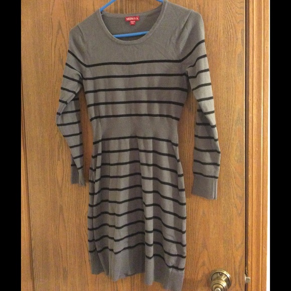 Merona black and gray striped sweater dress
