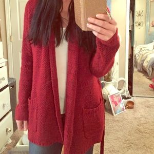 Cozy red cardigan