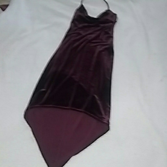 Burgandy velvet asymmetrical dress