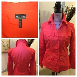 Ralph Lauren jacket, size small in orange.