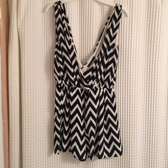 Chevron black & white romper