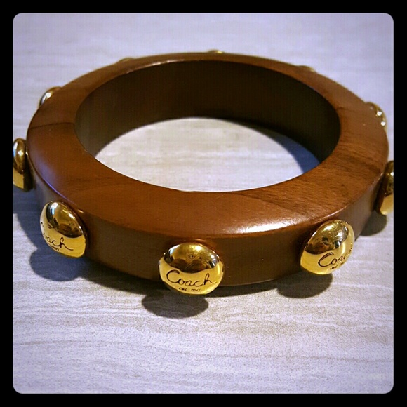 Authentic Coach Wooden studded bangle
