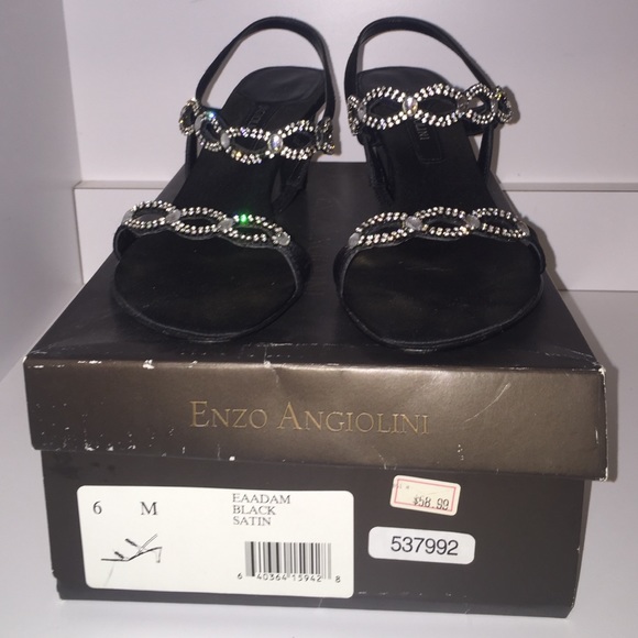 Enzo angiolini black crystal sandal heels. Size 6