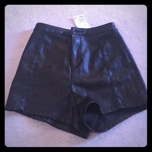 High waisted leather shorts