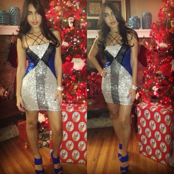 Sequins silver and blue dress