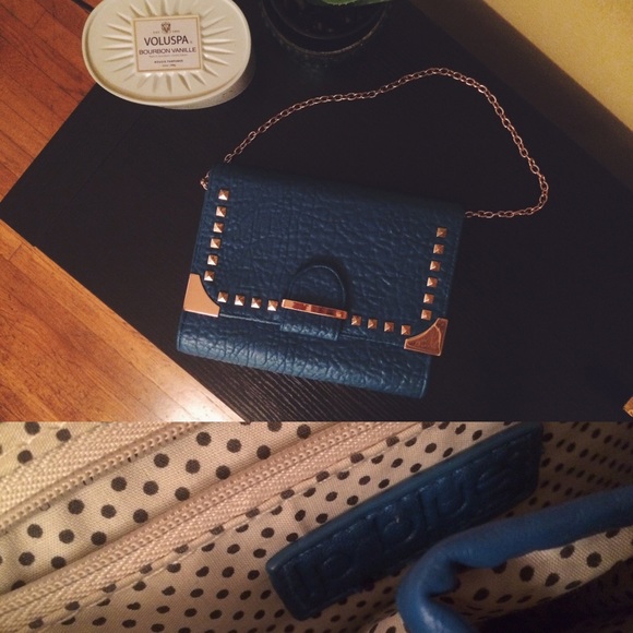 LP Blue Studded Clutch Purse