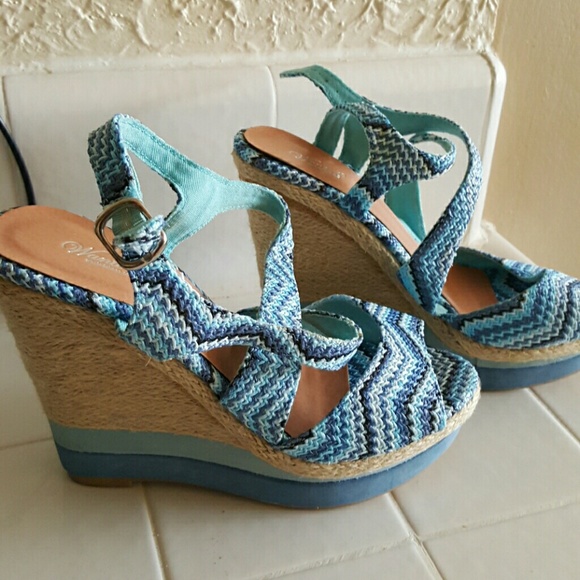 Wedges never worn light blue