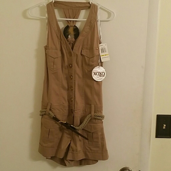 XOXO Button down romper with belt.
