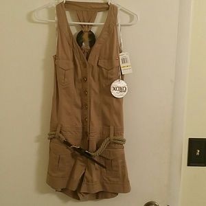XOXO Button down romper with belt.