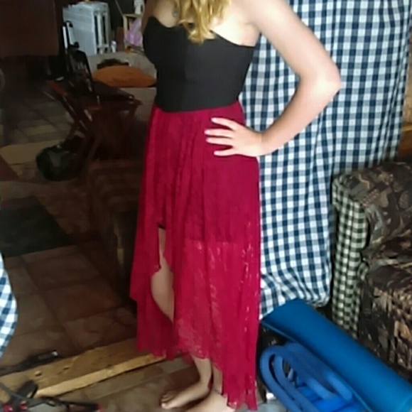 Red and Black high low dress