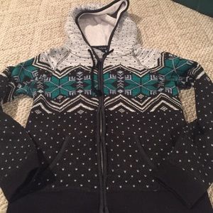 Nordic Print Zippered Hoodie