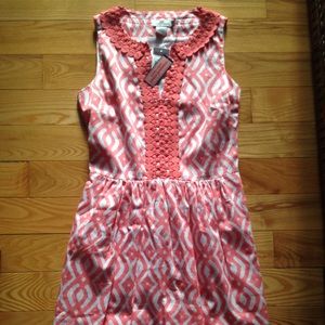 Lattice sleeveless dress (shell print)