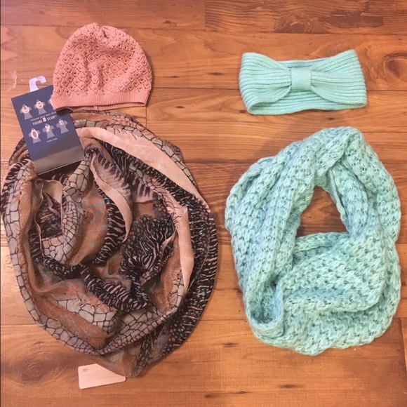 Infinity scarfs and matching head accessories.