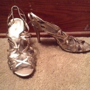 Gold high heel sandals