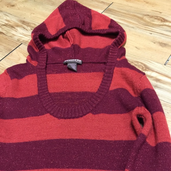 Long hoodie sweater shimmer stripes knit fabric vintage sz S vintage - Picture 2 of 3