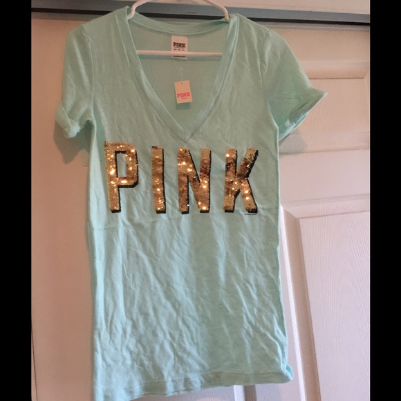 PINK Turquoise short sleeve tee