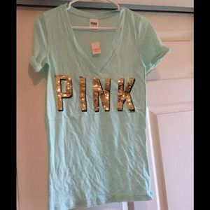 PINK Turquoise short sleeve tee