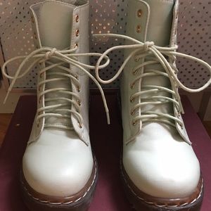 Mint green combat boots