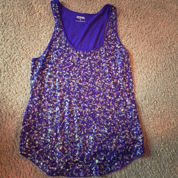 Express Tops - Purple sequin tank top