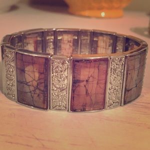 Lia Sophia pink & silver stretchy bracelet